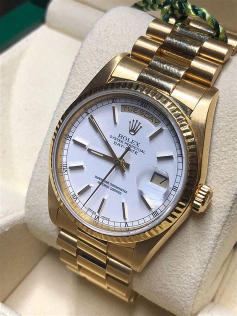 gold presidential rolex white face|Rolex white gold day date.